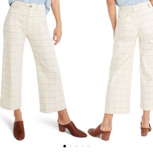 Madewell Emmett Windowpane Crop Wide Leg Pants